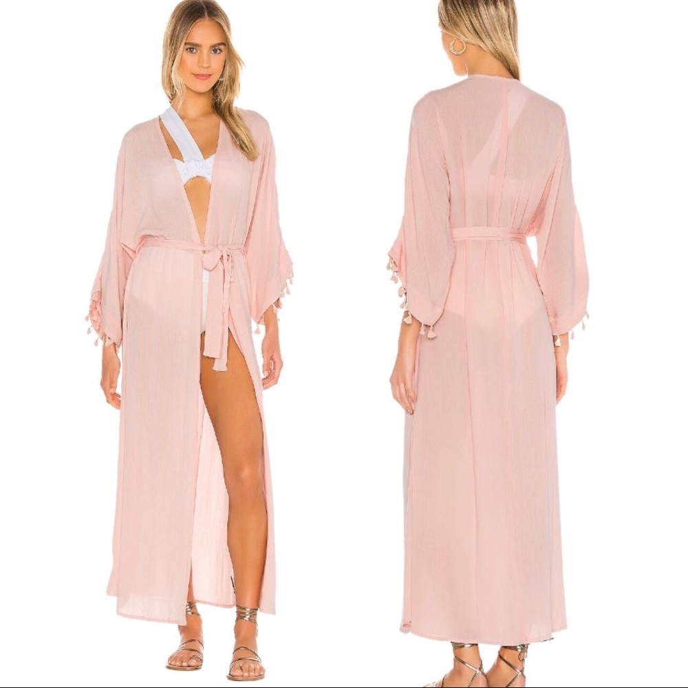 Revolve Lovewave Pink Kimono Long Coverup size M